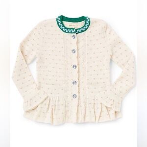 Matilda Jane warmest wishes Cream Knit Sweater with Green Trim cardigan